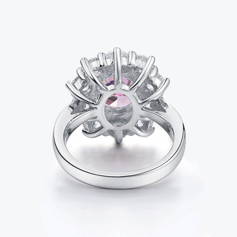 Ice Flower Cut Fancy Color Pink High Carbon Diamond Ring