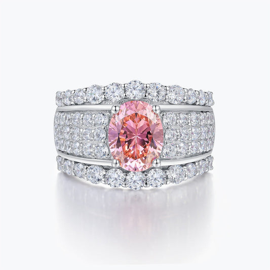 Cherry Blossom Pink Diamond and Colored Gemstone Row Ring
