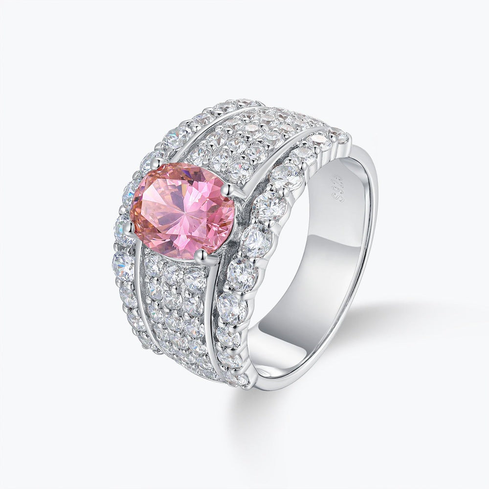 Cherry Blossom Pink Diamond and Colored Gemstone Row Ring
