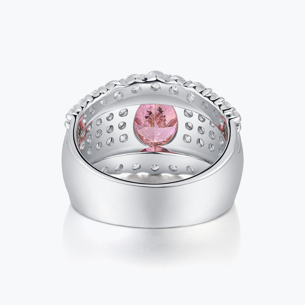 Cherry Blossom Pink Diamond and Colored Gemstone Row Ring