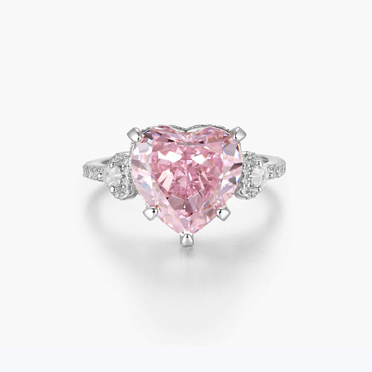 7CT Pink Heart Zirconia Ring Ice Pink