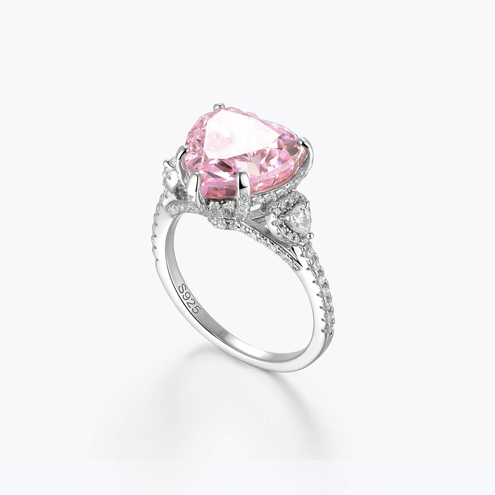 7CT Pink Heart Zirconia Ring Ice Pink