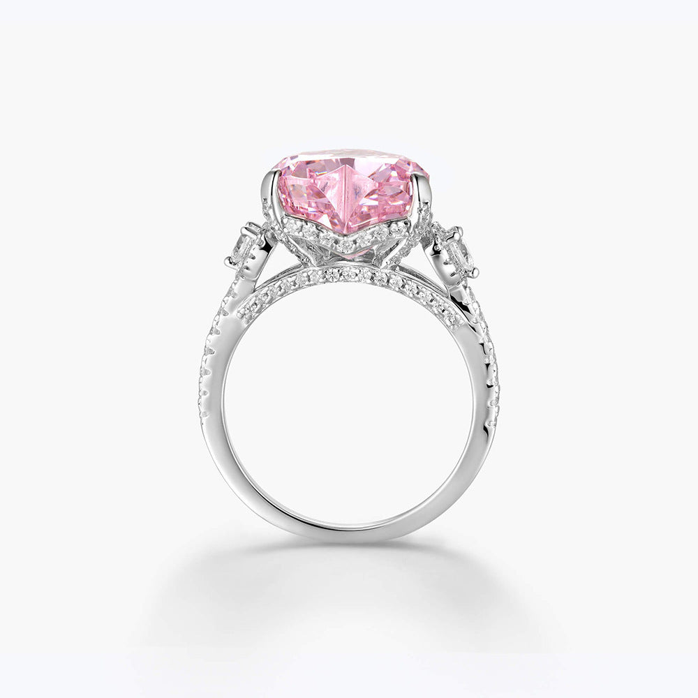 7CT Pink Heart Zirconia Ring Ice Pink