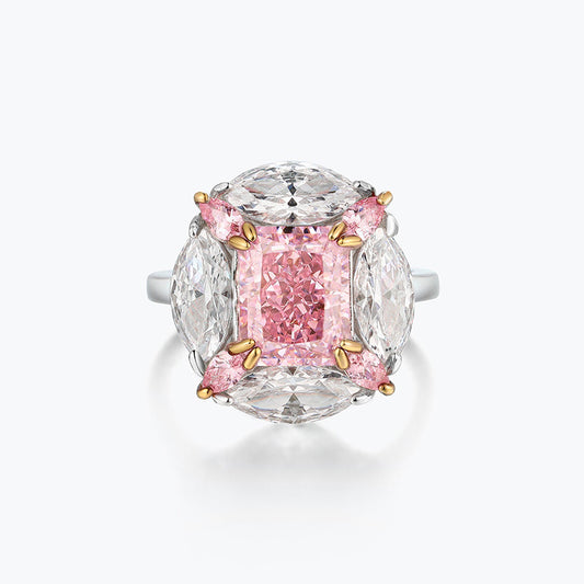 Bubblegum Ice Cut Fancy Color Powder High Carbon Diamond Ring