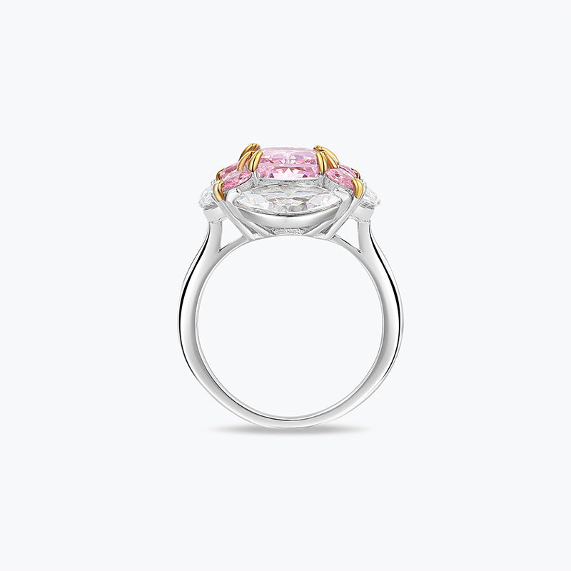 Bubblegum Ice Cut Fancy Color Powder High Carbon Diamond Ring
