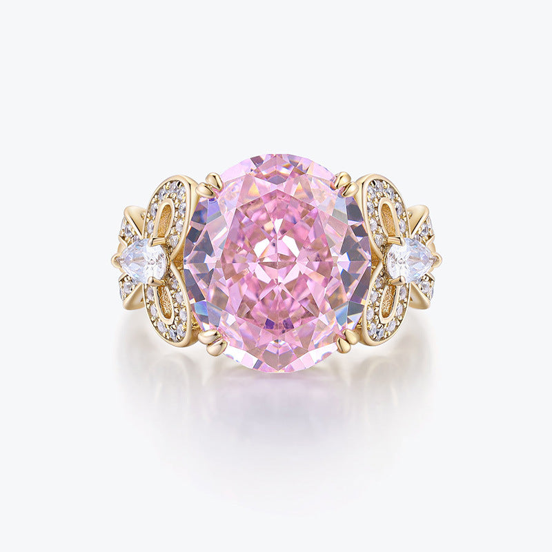 Colorful Pink Halo Ring