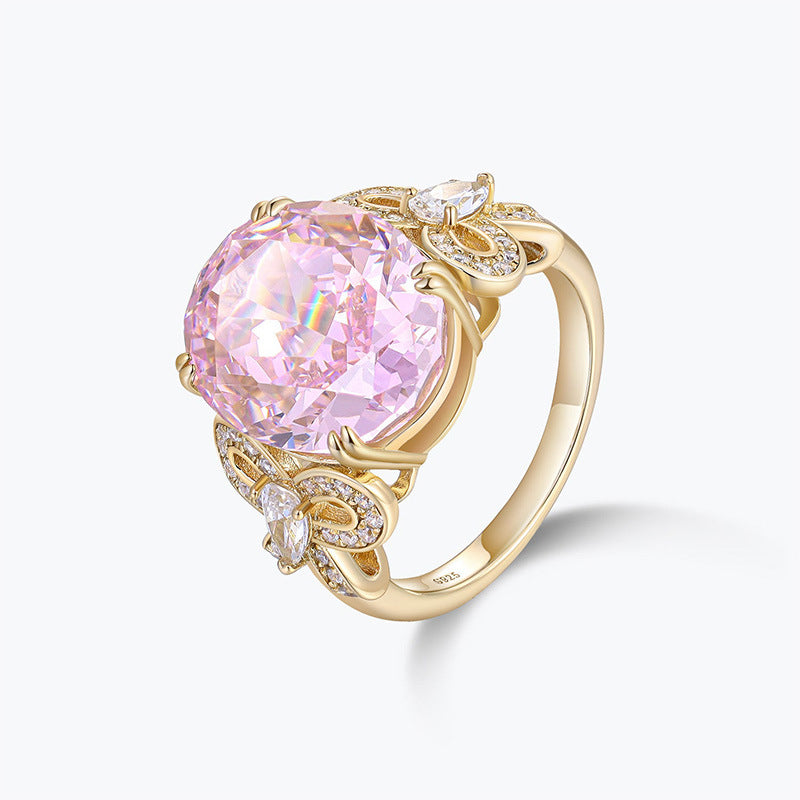 Colorful Pink Halo Ring