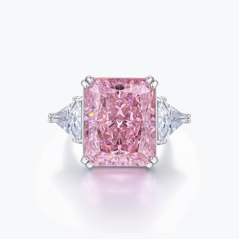 Colorful Pink Cherry Blossom Pink Ice Cut Large Carat Ring