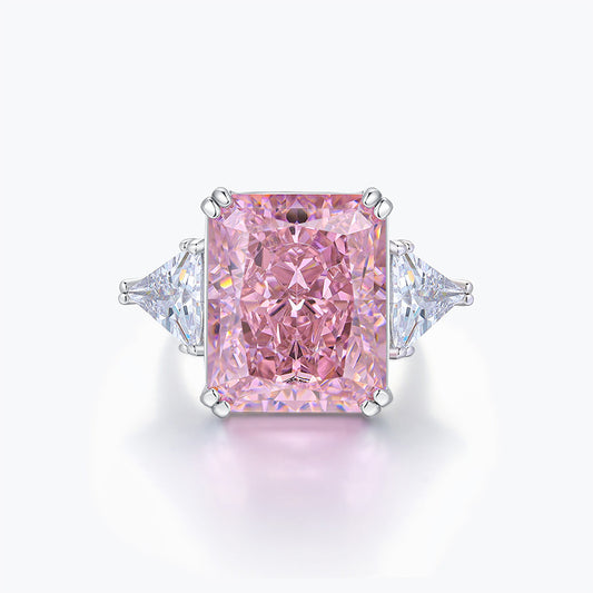 Colorful Pink Cherry Blossom Pink Ice Cut Large Carat Ring