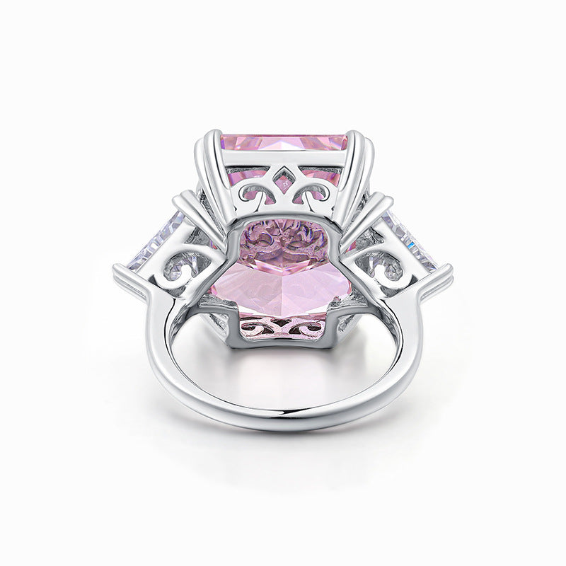 Colorful Pink Cherry Blossom Pink Ice Cut Large Carat Ring