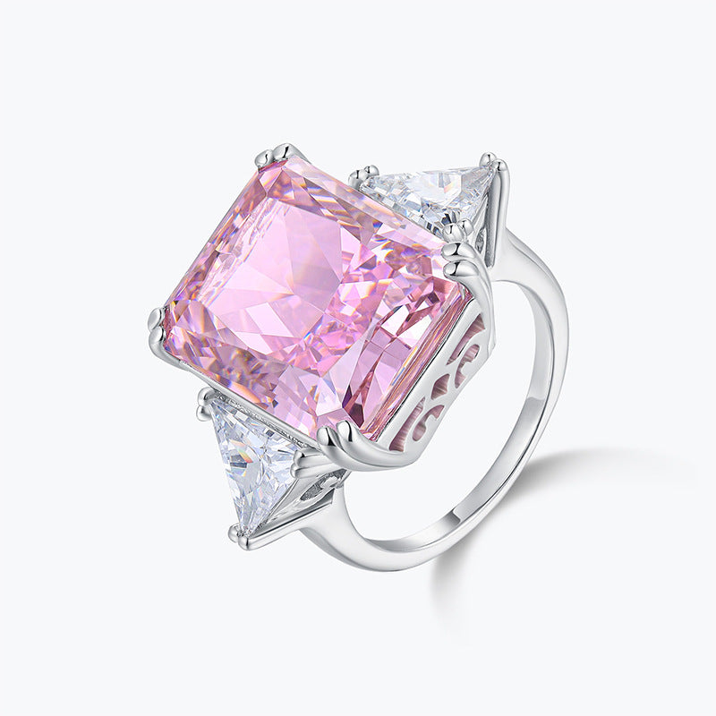 Colorful Pink Cherry Blossom Pink Ice Cut Large Carat Ring