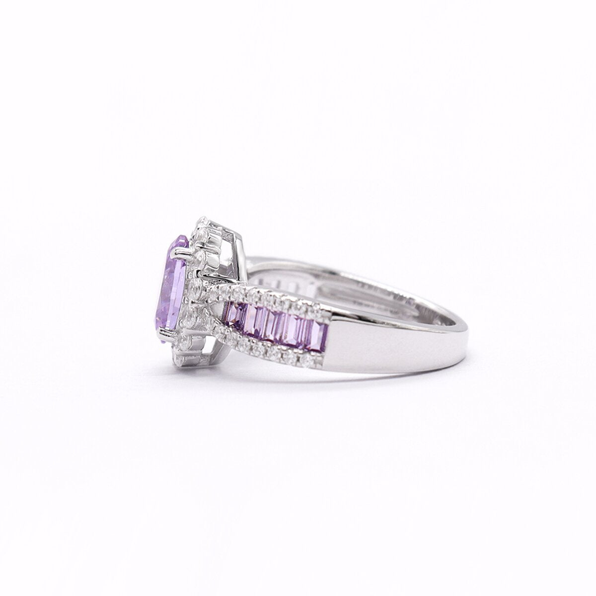 Purple Gemstone and Zirconia Ring