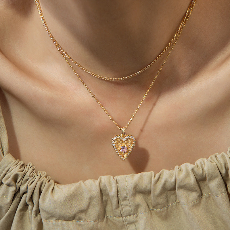 Wheat heart colored zirconia necklace