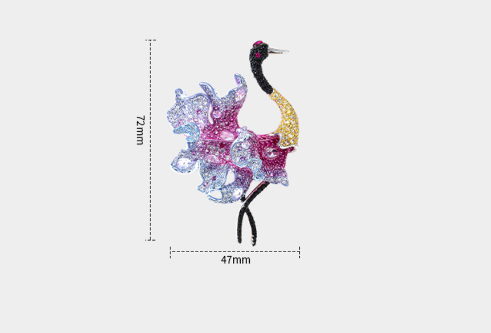 Crane Dance Diamond Brooch Silver and Gold Plated with Diamonds Corsage