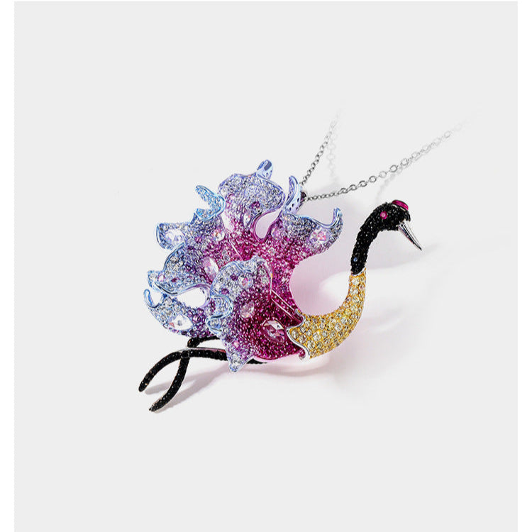 Crane Dance Diamond Brooch Silver and Gold Plated with Diamonds Corsage