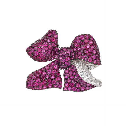 Bow Petal Diamond Brooch Red Hundred High-end Corsage