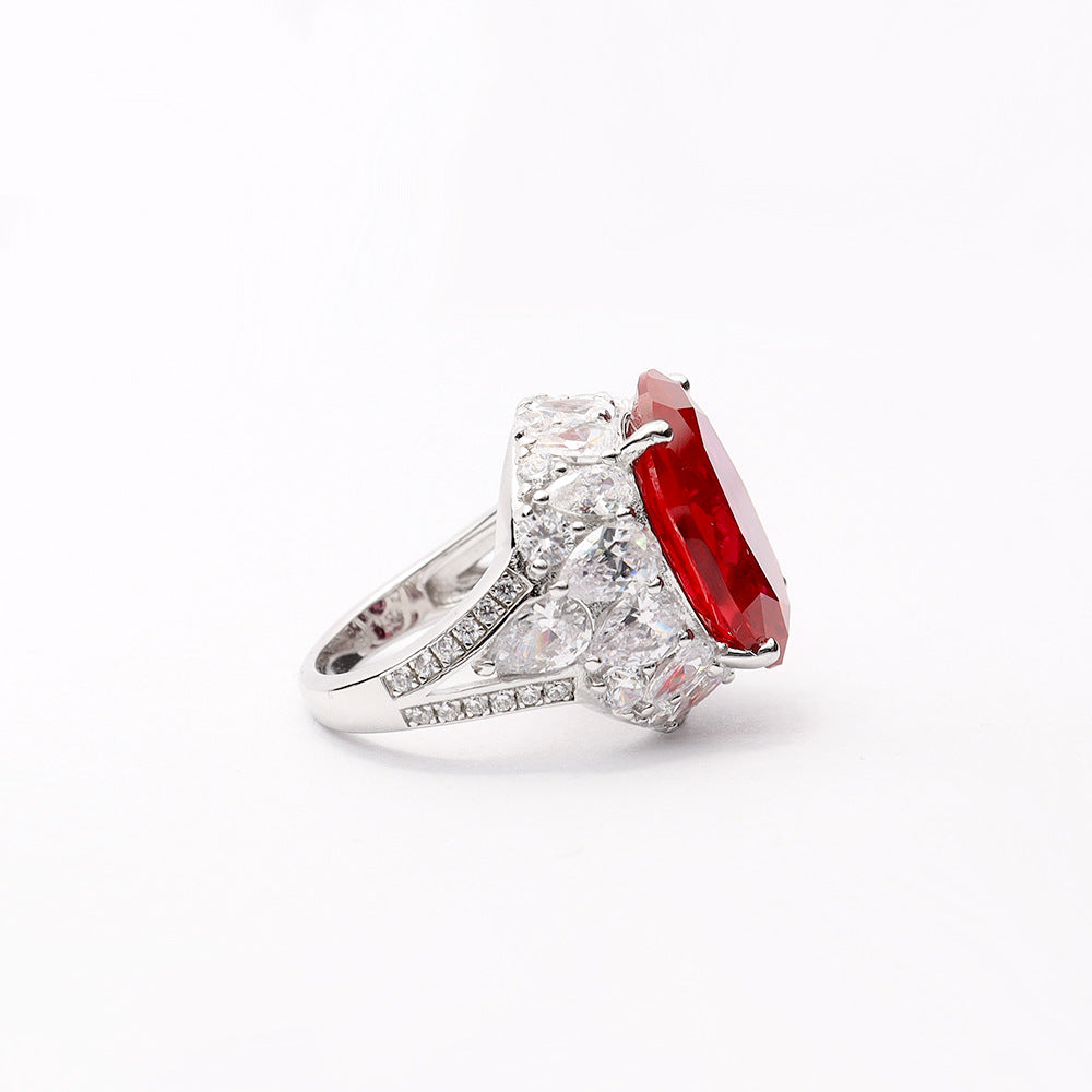 Oval pigeon blood red ring