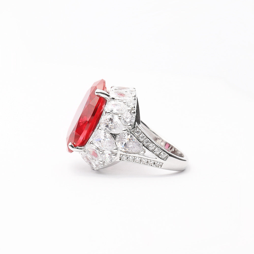 Oval pigeon blood red ring