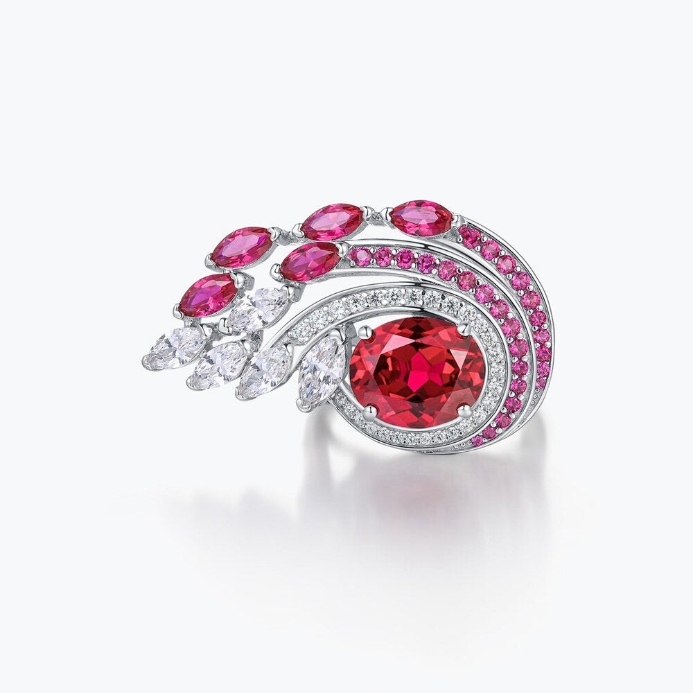 5CT Pigeon Blood Red Oval Cut Eye Shape Ring