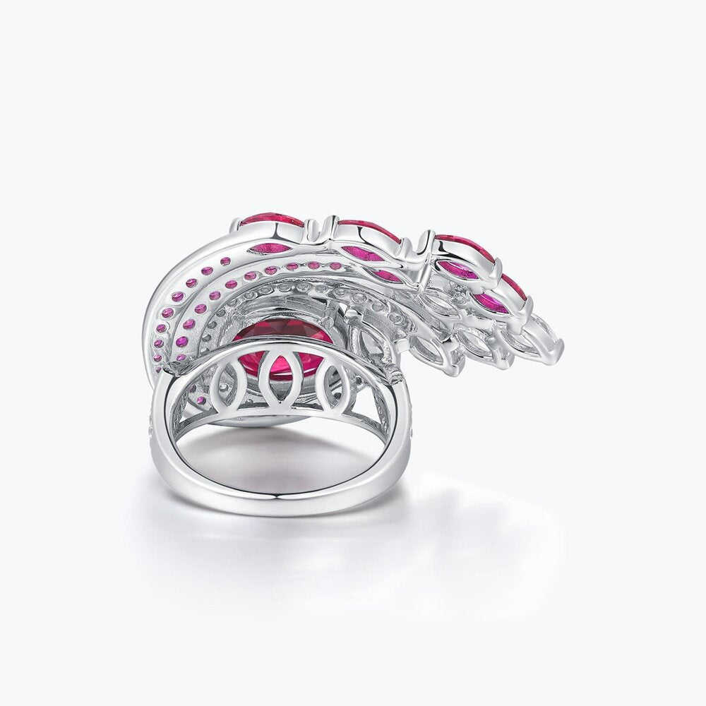 5CT Pigeon Blood Red Oval Cut Eye Shape Ring