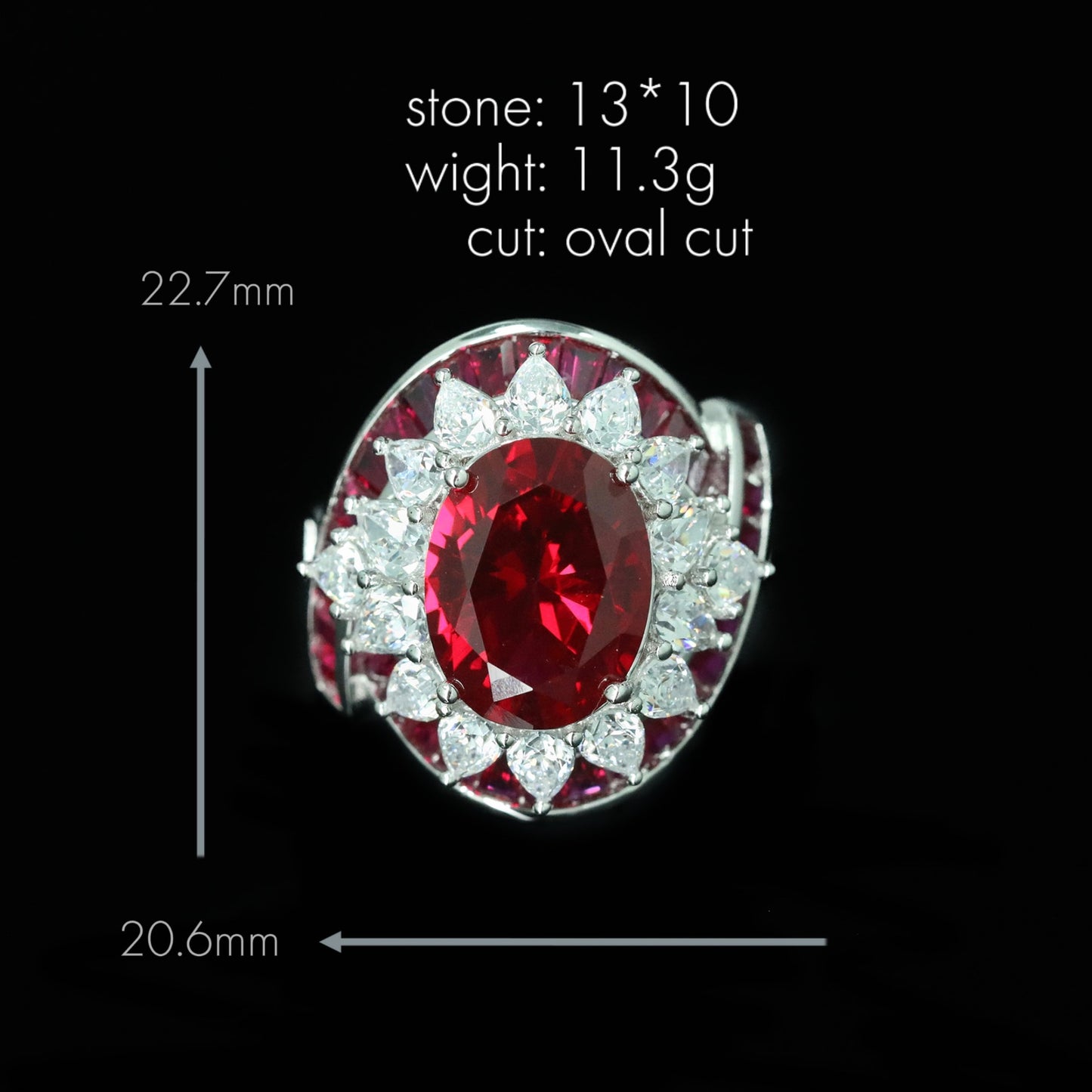Pigeon's blood red crypto-set high-carbon diamond ring