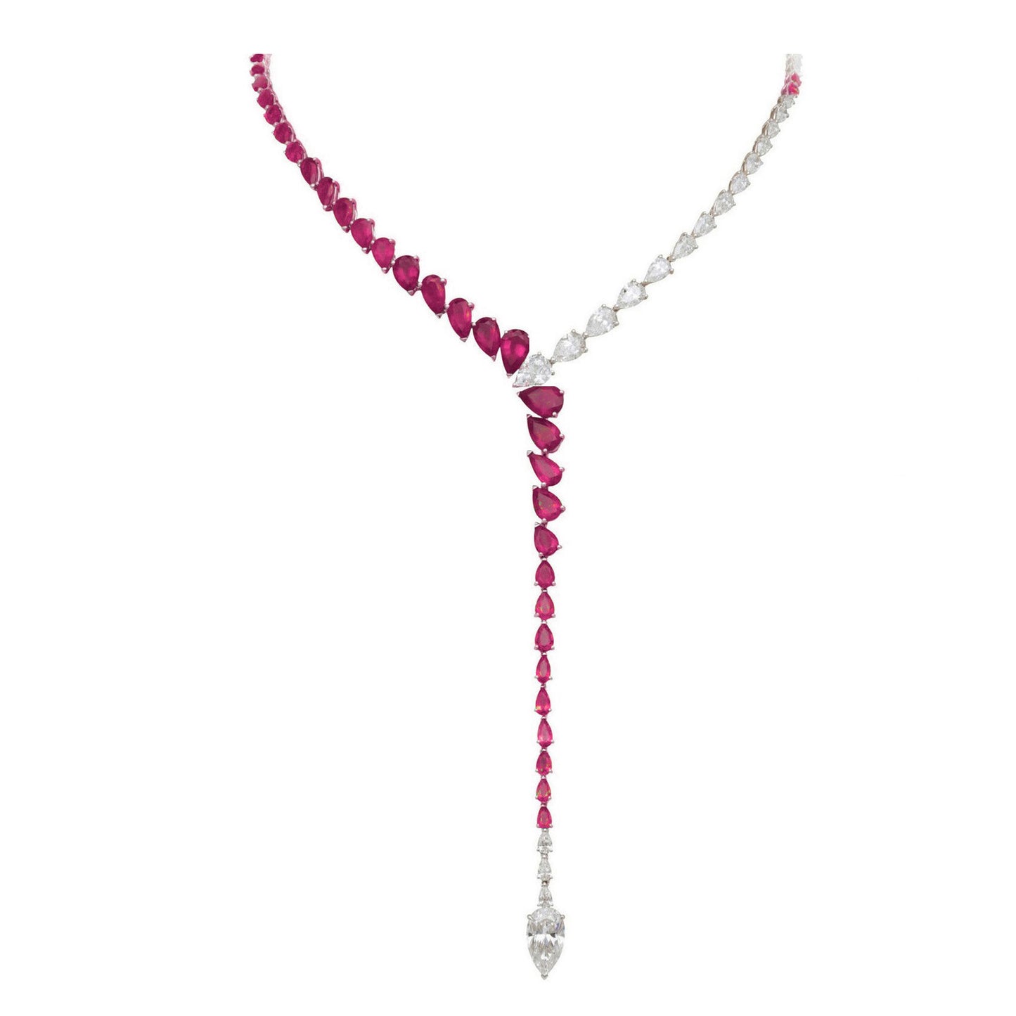 High Carbon Diamond Silver Gold Plated Spirit Snake Dove Blood Red Teardrop Y Chain Necklace