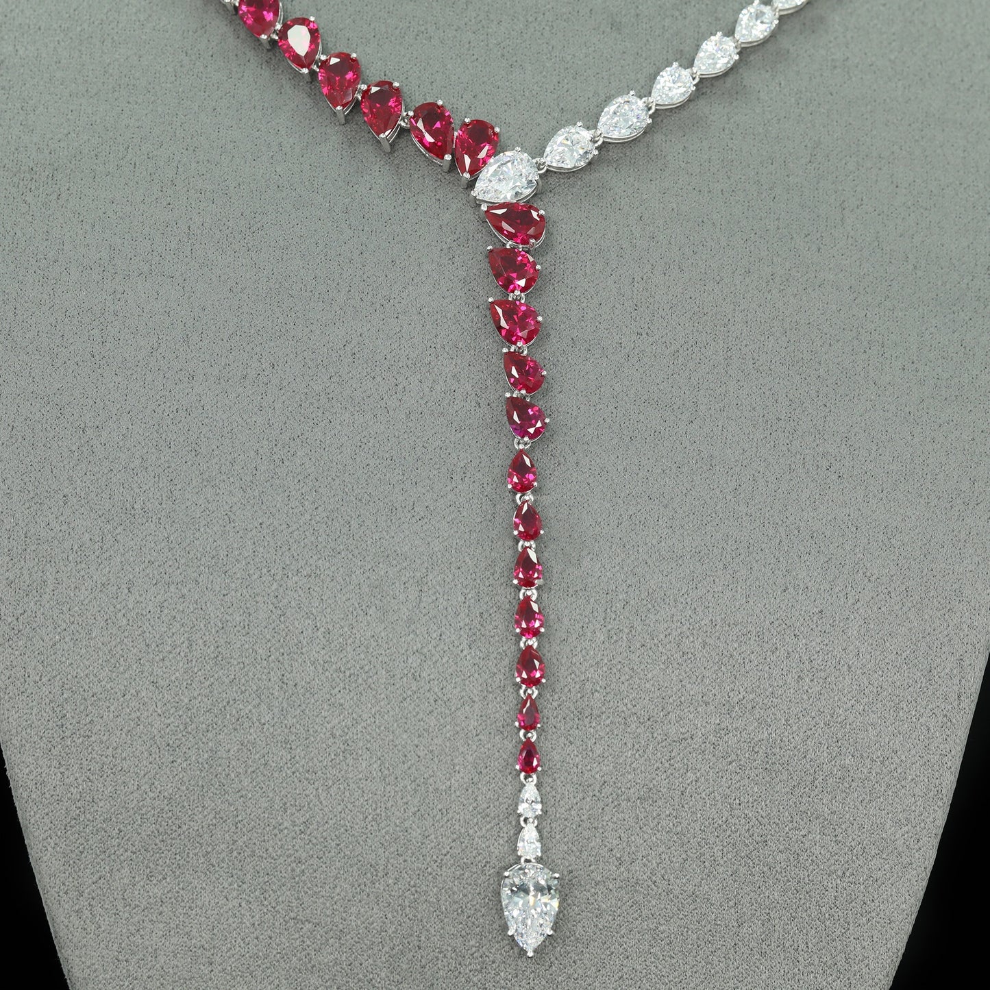High Carbon Diamond Silver Gold Plated Spirit Snake Dove Blood Red Teardrop Y Chain Necklace