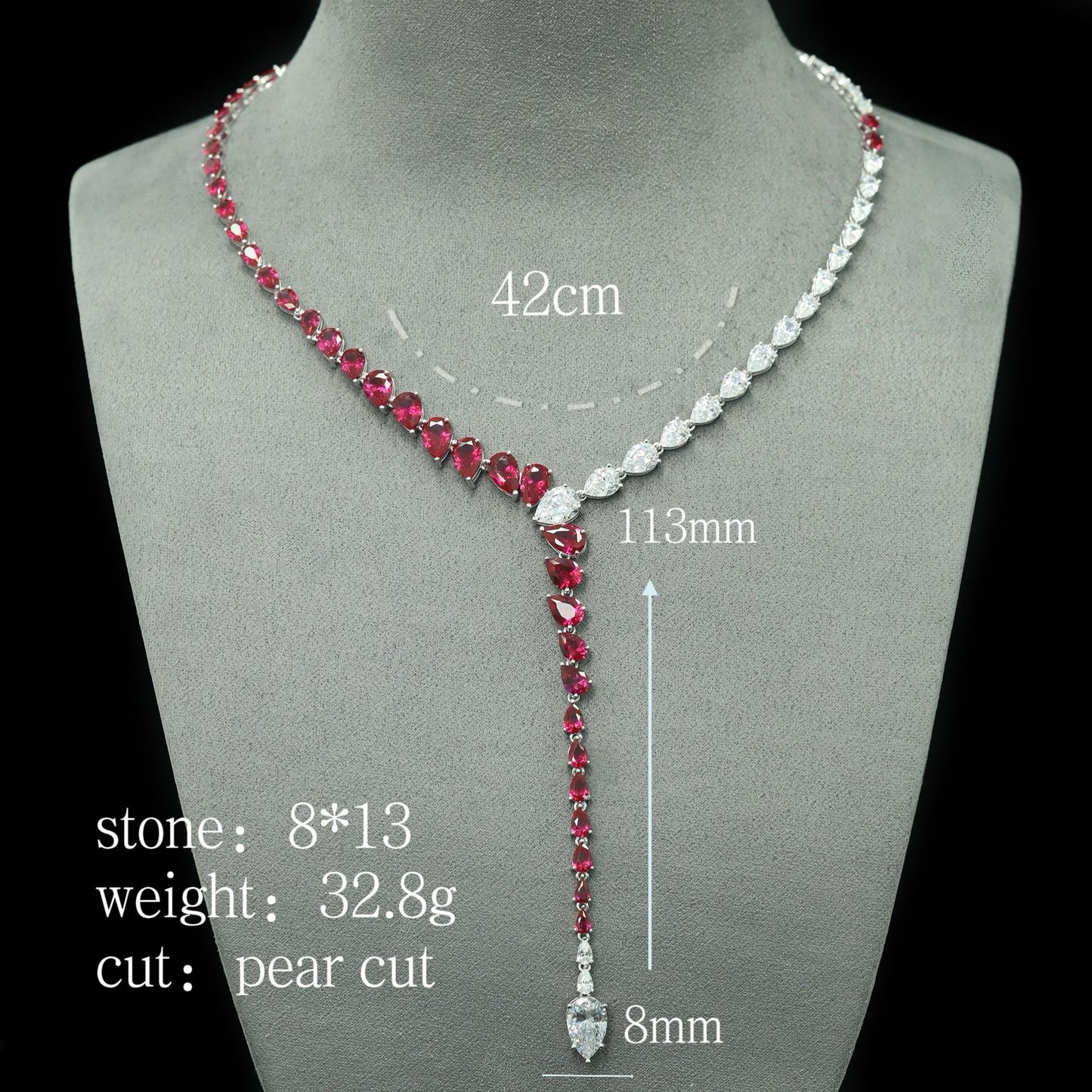 High Carbon Diamond Silver Gold Plated Spirit Snake Dove Blood Red Teardrop Y Chain Necklace