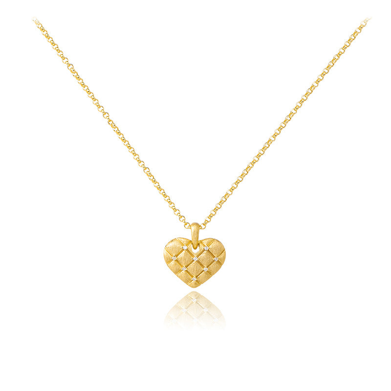 Brushed Heart Twist Ruby Collarbone Necklace