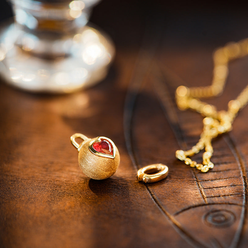 Rainbow Candy Bubble Orb Ruby Color Heart Necklace