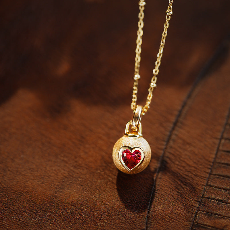 Rainbow Candy Bubble Orb Ruby Color Heart Necklace