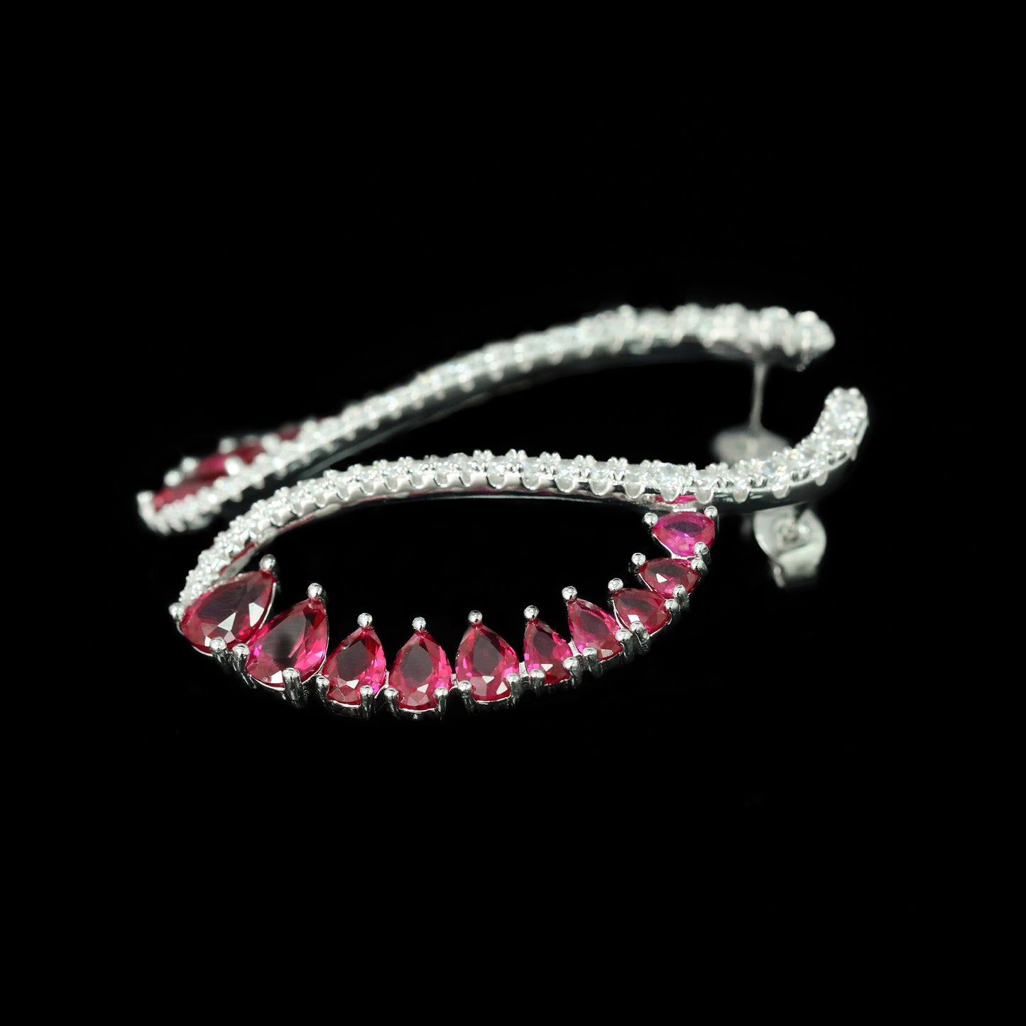 High carbon diamond spirit snake dove blood red drop cut earrings