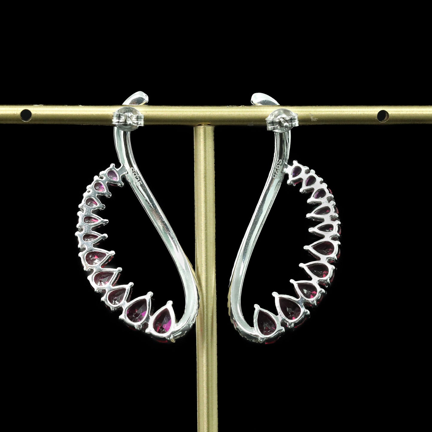 High carbon diamond spirit snake dove blood red drop cut earrings