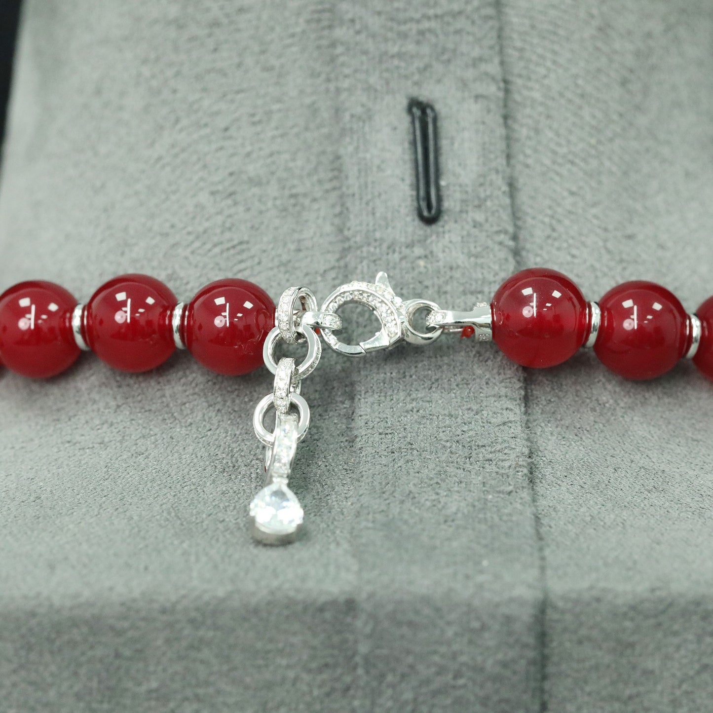 High Carbon Diamond Spirit Snake Pigeon Blood Red Natural Chalcedony Necklace