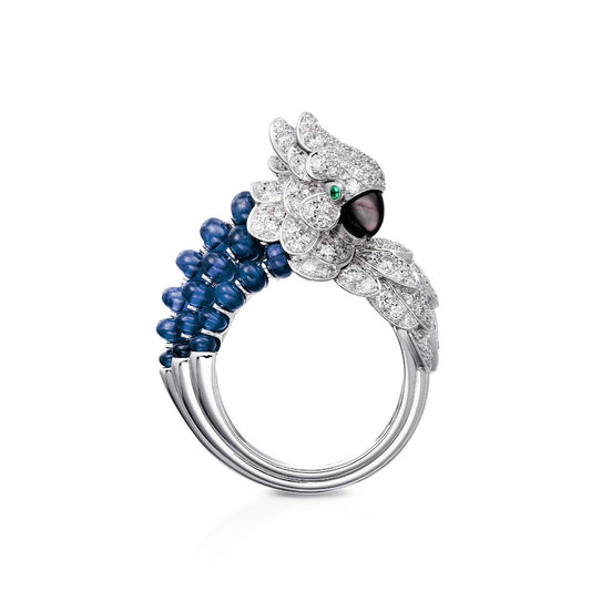 Royal Blue Cajun Parrot High Bead Collection Ring