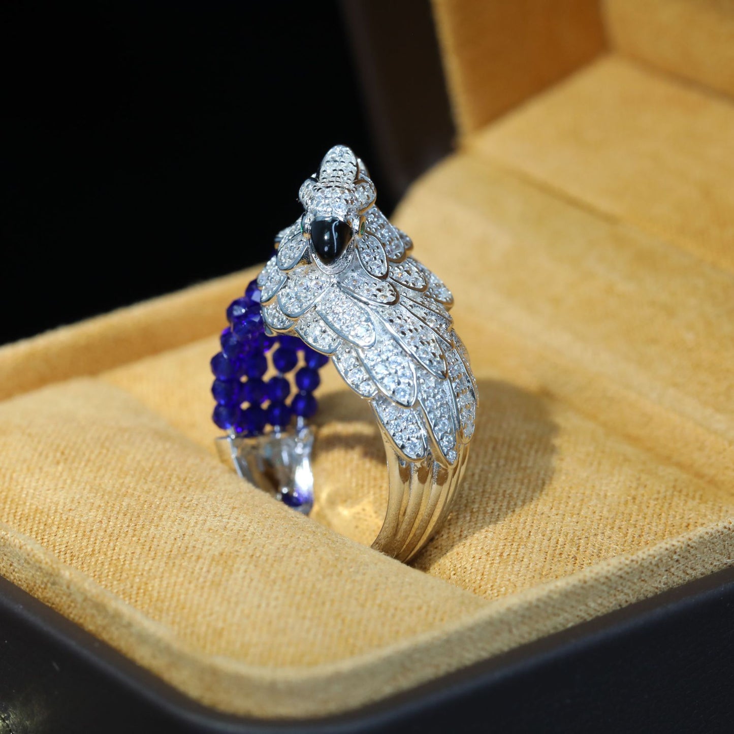Royal Blue Cajun Parrot High Bead Collection Ring