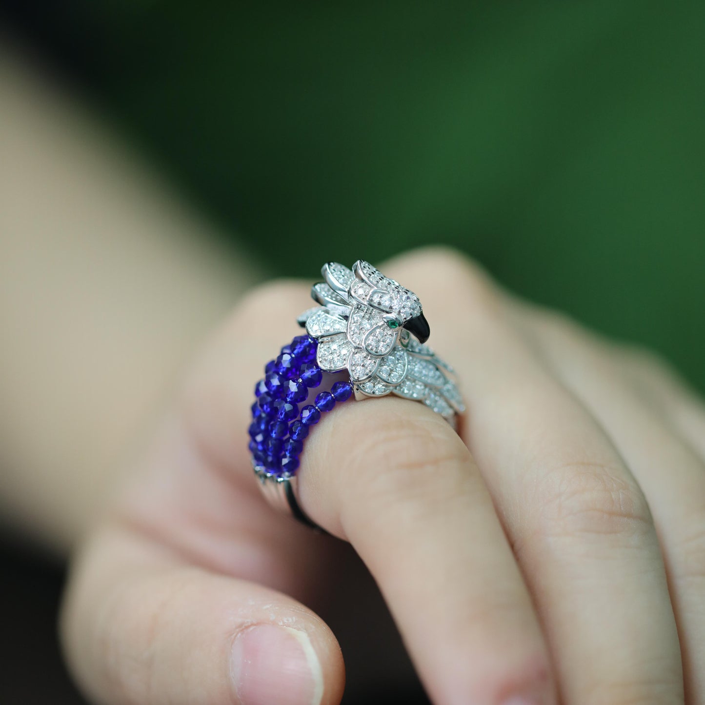 Royal Blue Cajun Parrot High Bead Collection Ring