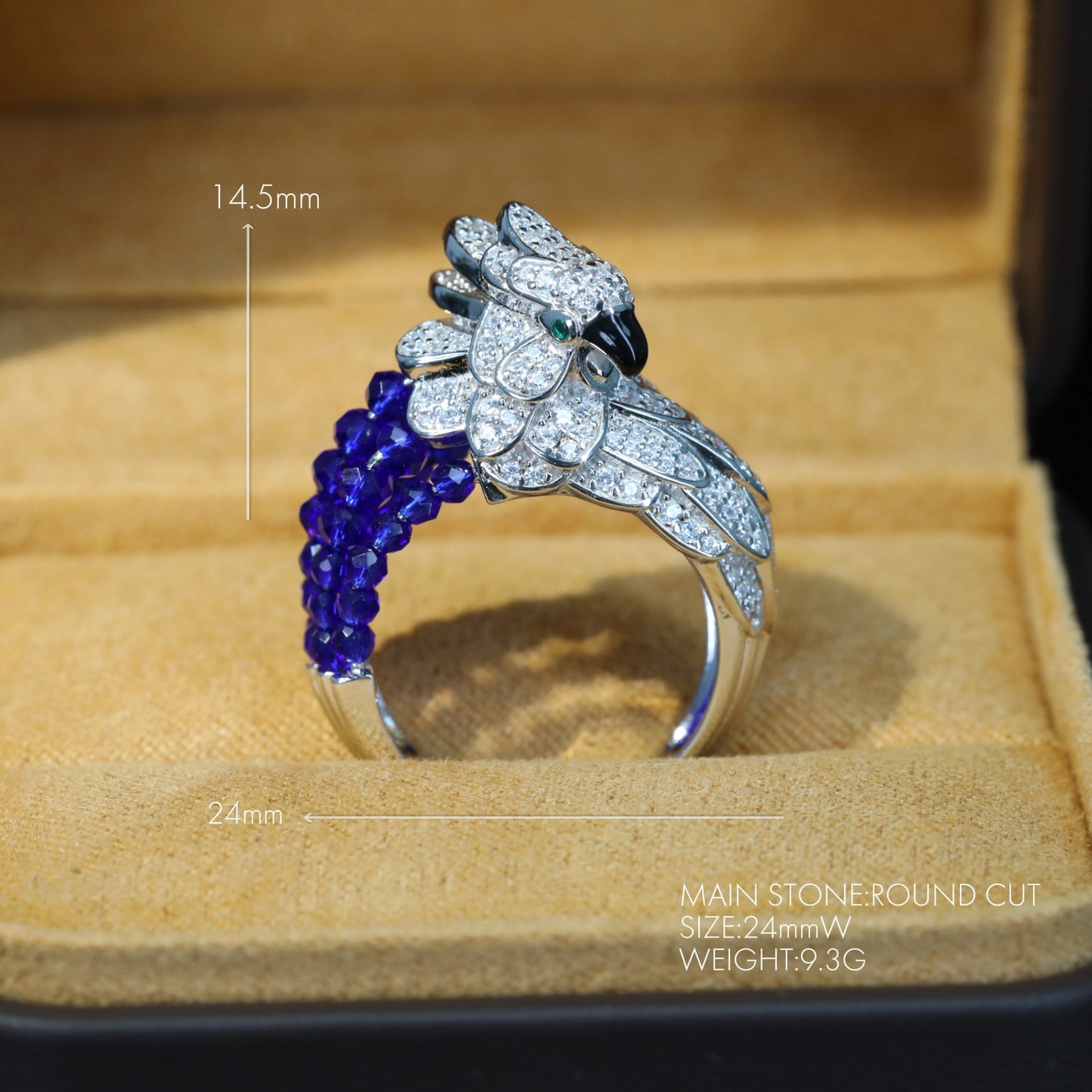 Royal Blue Cajun Parrot High Bead Collection Ring