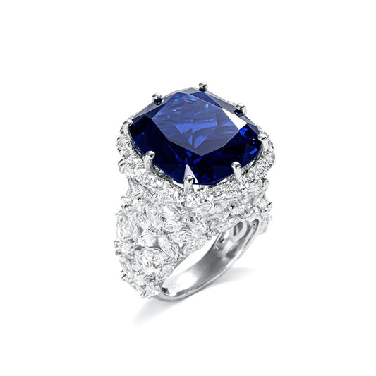 High Countertop Deluxe Heavy Duty Sapphire Ring High Carbon Diamond Royal Blue