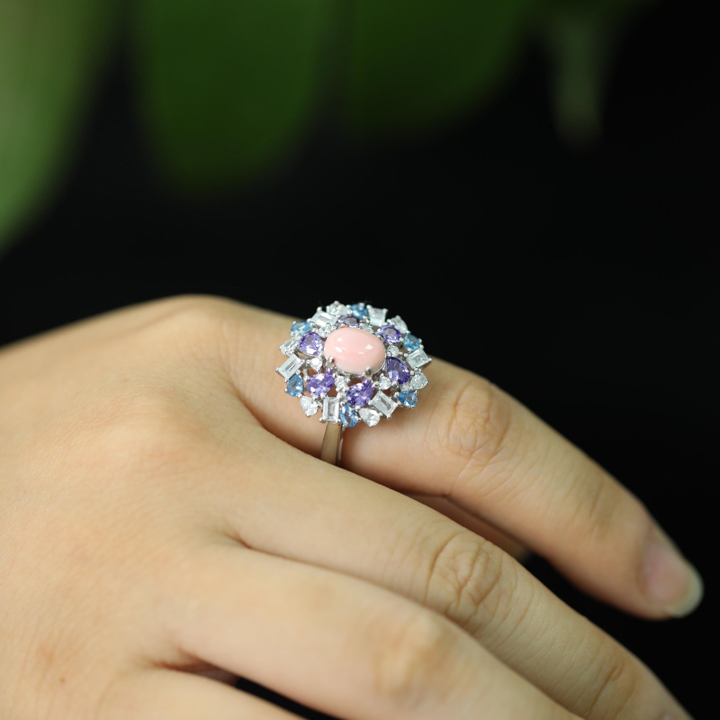 High Carbon Diamond Conch Beads Natural Rouge Conch Candy Ring