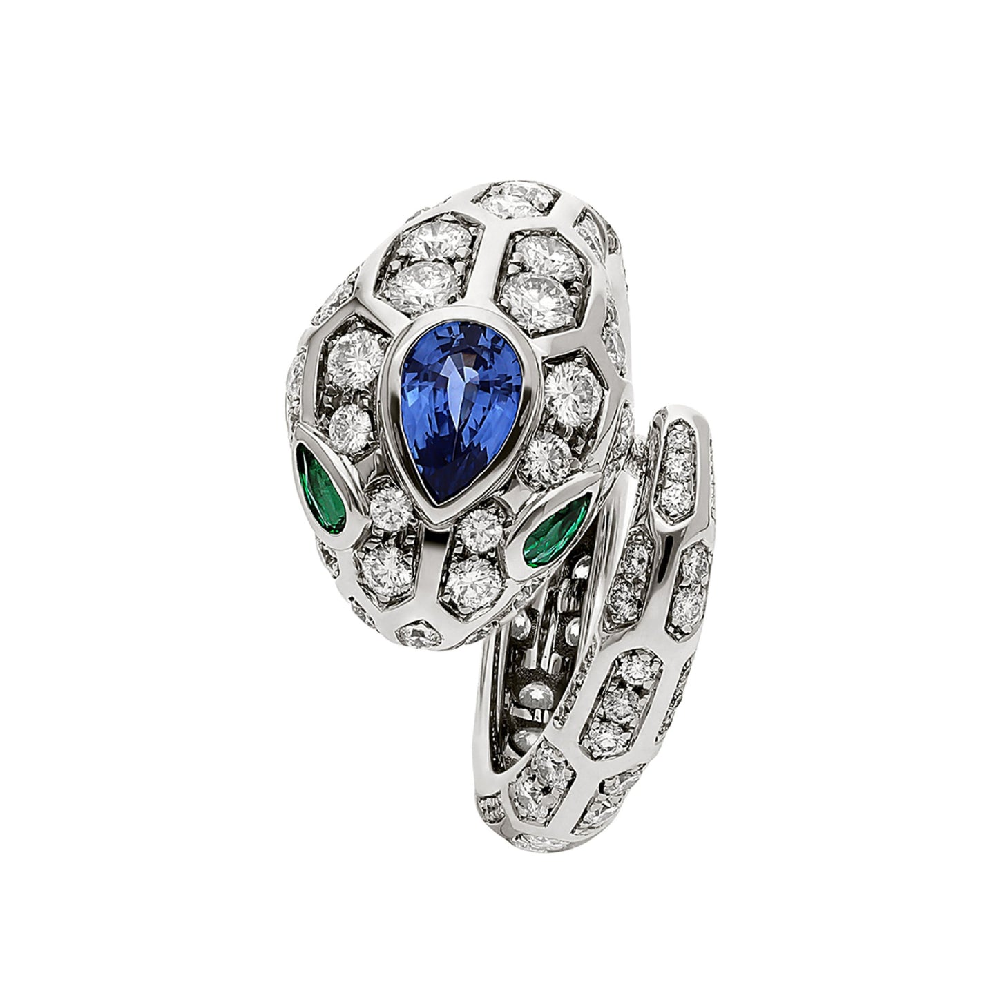 Teardrop Pear Cut Snake Ring High Carbon Diamond Royal Blue
