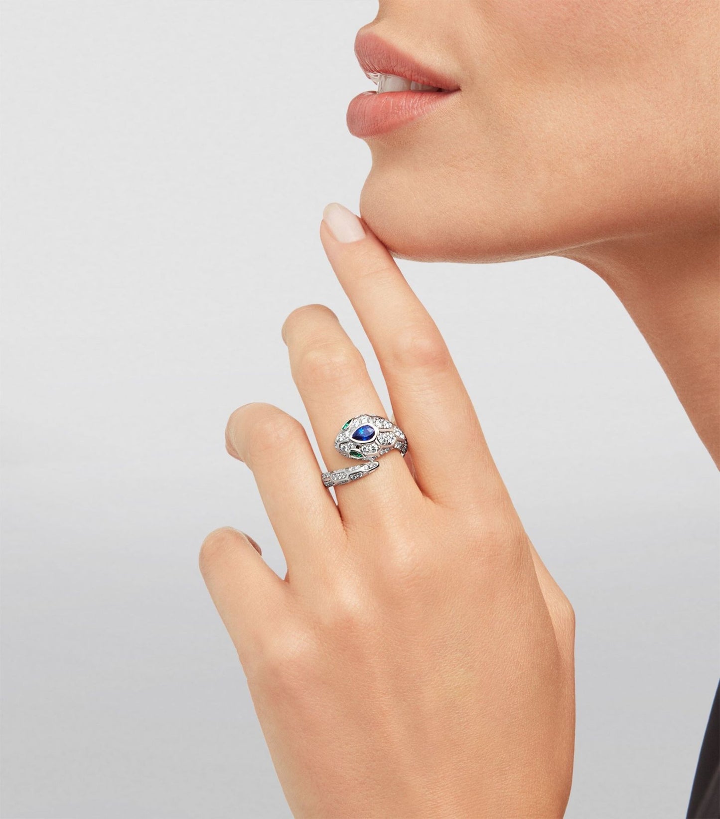 Teardrop Pear Cut Snake Ring High Carbon Diamond Royal Blue