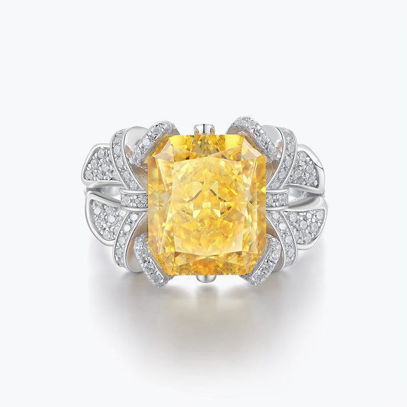 Zircon Colorful Yellow Ice Flower Cut Ring
