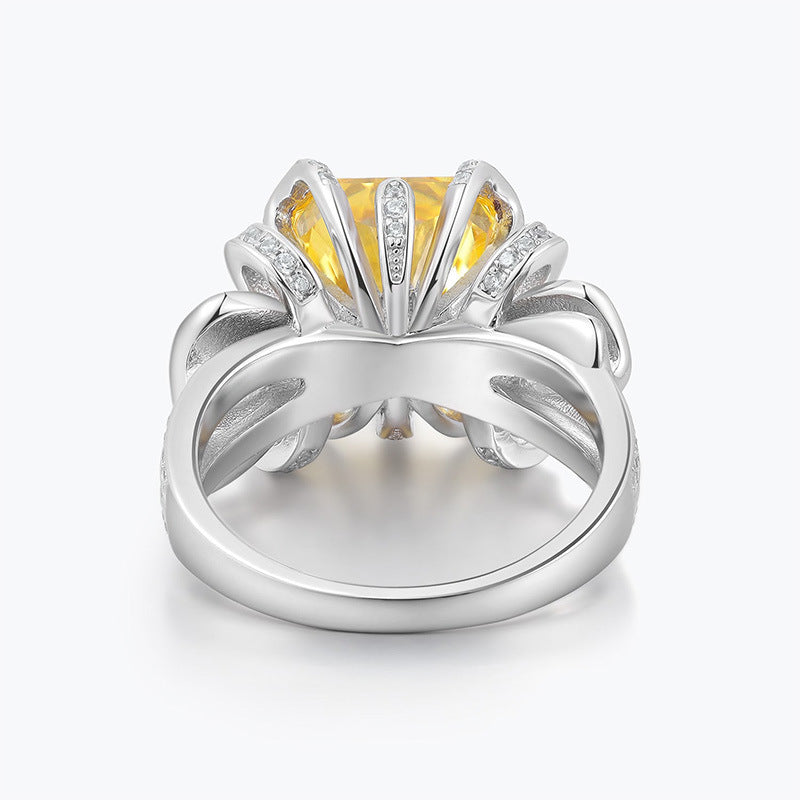 Zircon Colorful Yellow Ice Flower Cut Ring