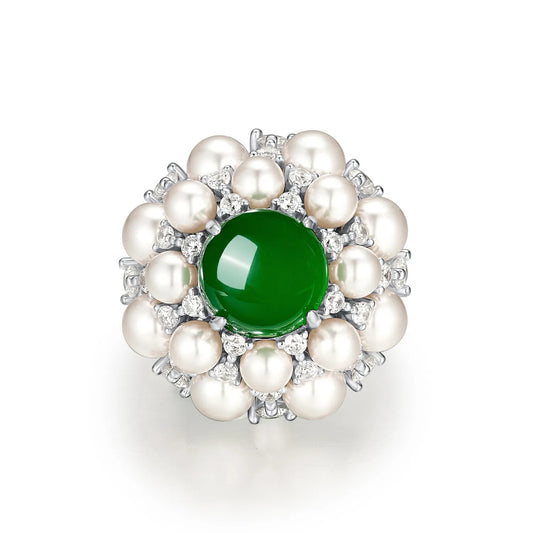 Elegant Chalcedony Ring Bejeweled Chalcedony