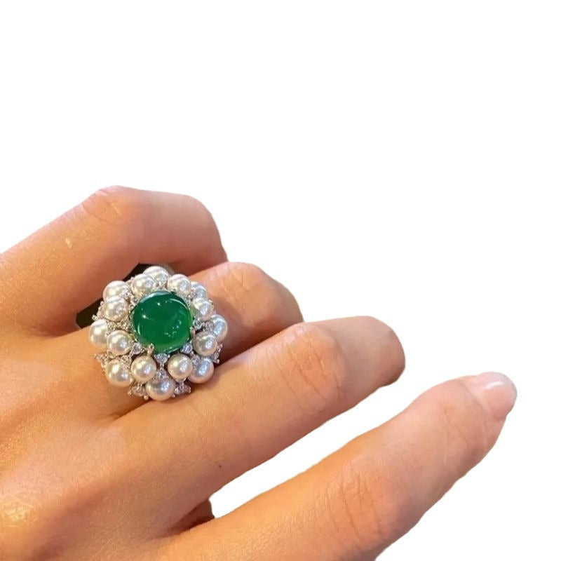 Elegant Chalcedony Ring Bejeweled Chalcedony