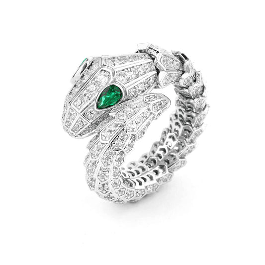 Snake Ring Spirit Snake Series High Carbon Diamond Muzo Green