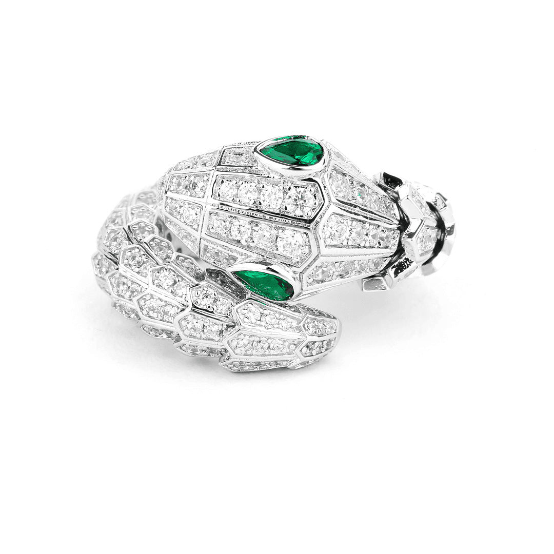 Snake Ring Spirit Snake Series High Carbon Diamond Muzo Green