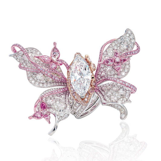 Butterfly Triple Wear Ring with High Carbon Diamonds