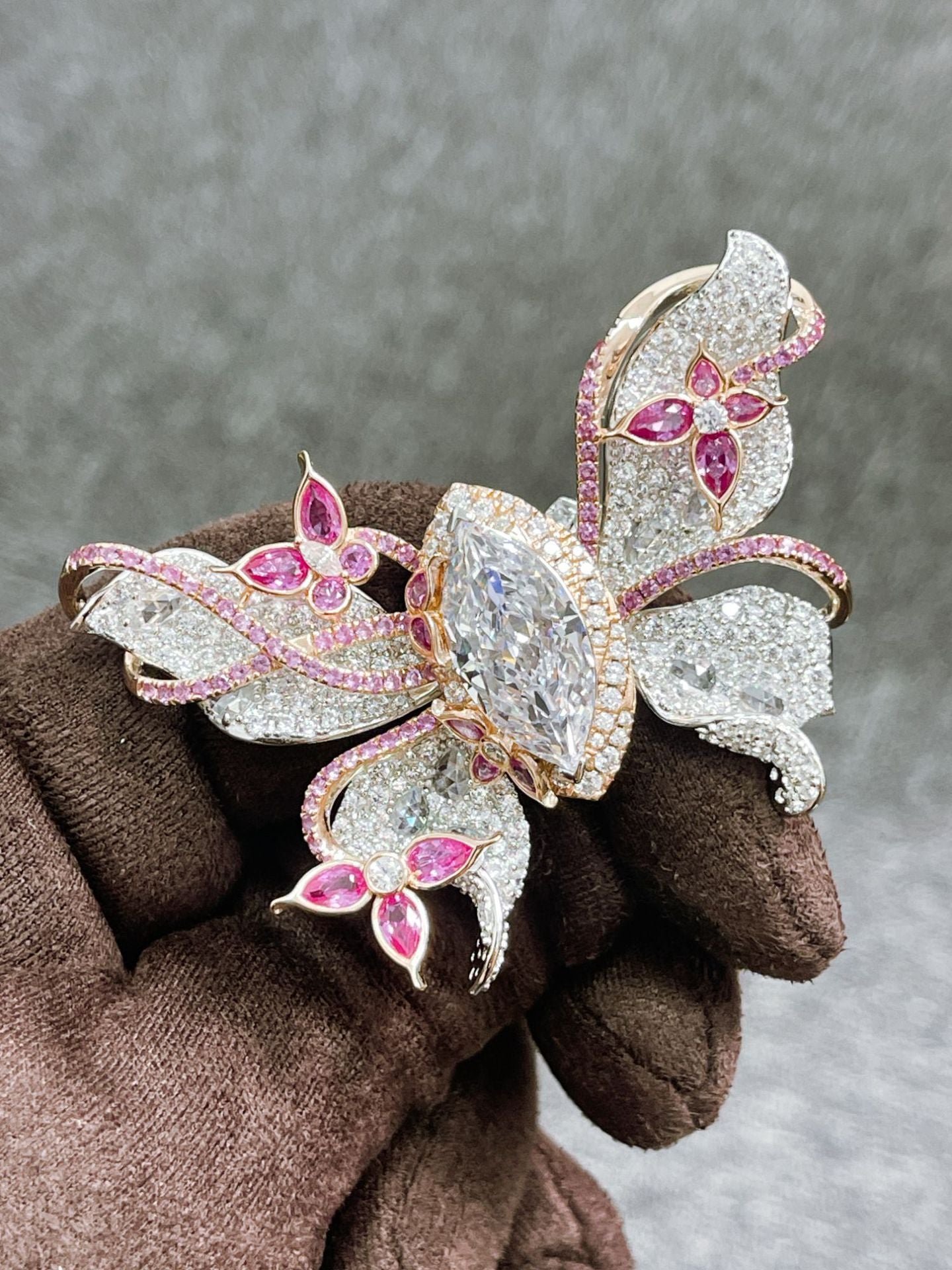 Butterfly Triple Wear Ring with High Carbon Diamonds